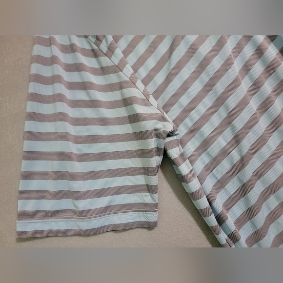 Footjoy Mens Performance Golf Polo Light Blue With Brown Stripes Size XL READ - Picture 4 of 11